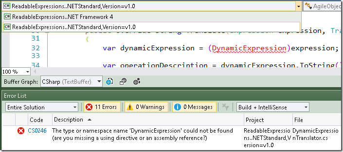 DynamicExpression not supported