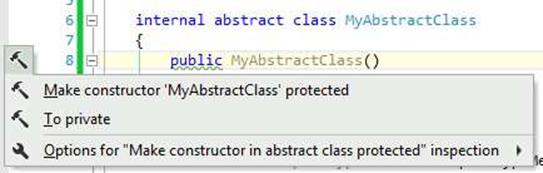 ReSharper Non-Protected Abstract Class Constructor Warning